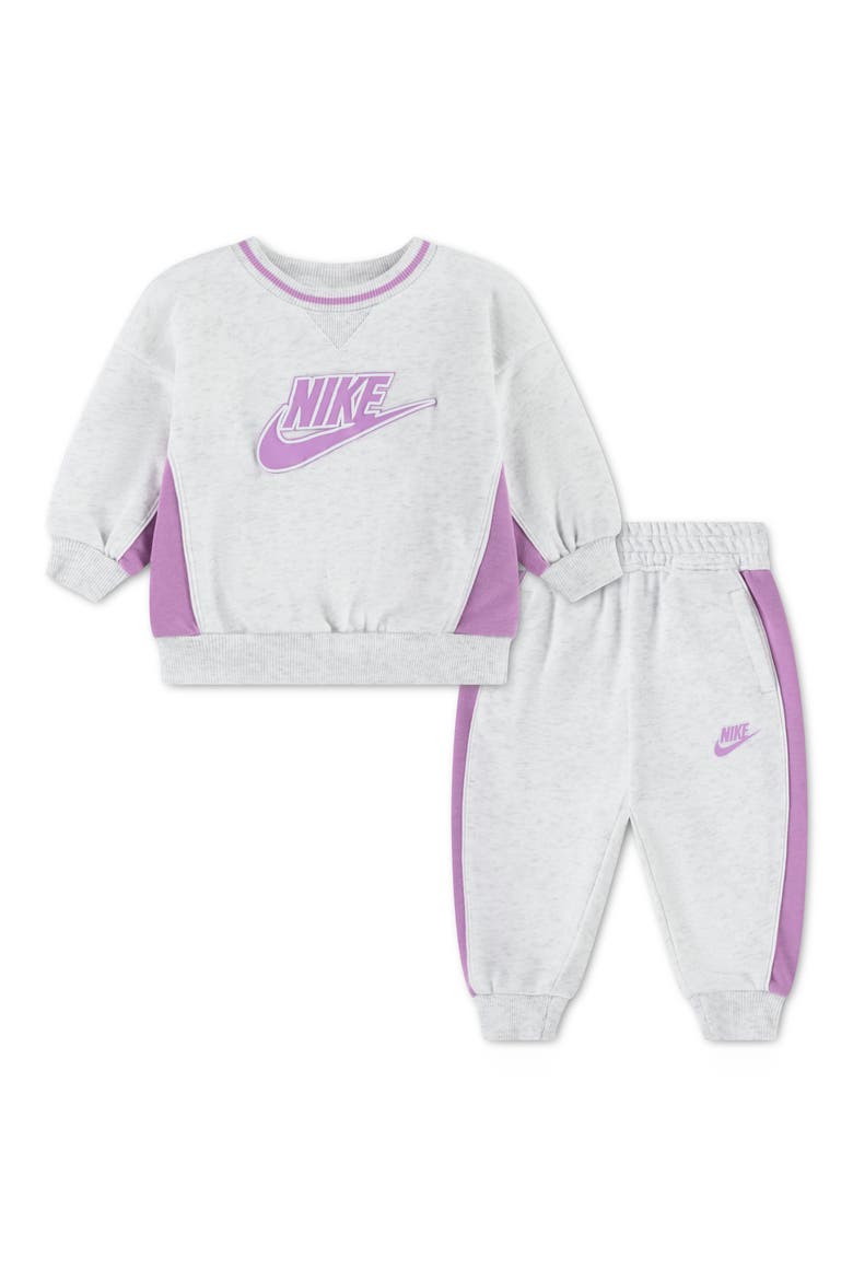 Colorblock Fleece Sweatshirt & Joggers Set, Main, color, BIRCH HEATHER
