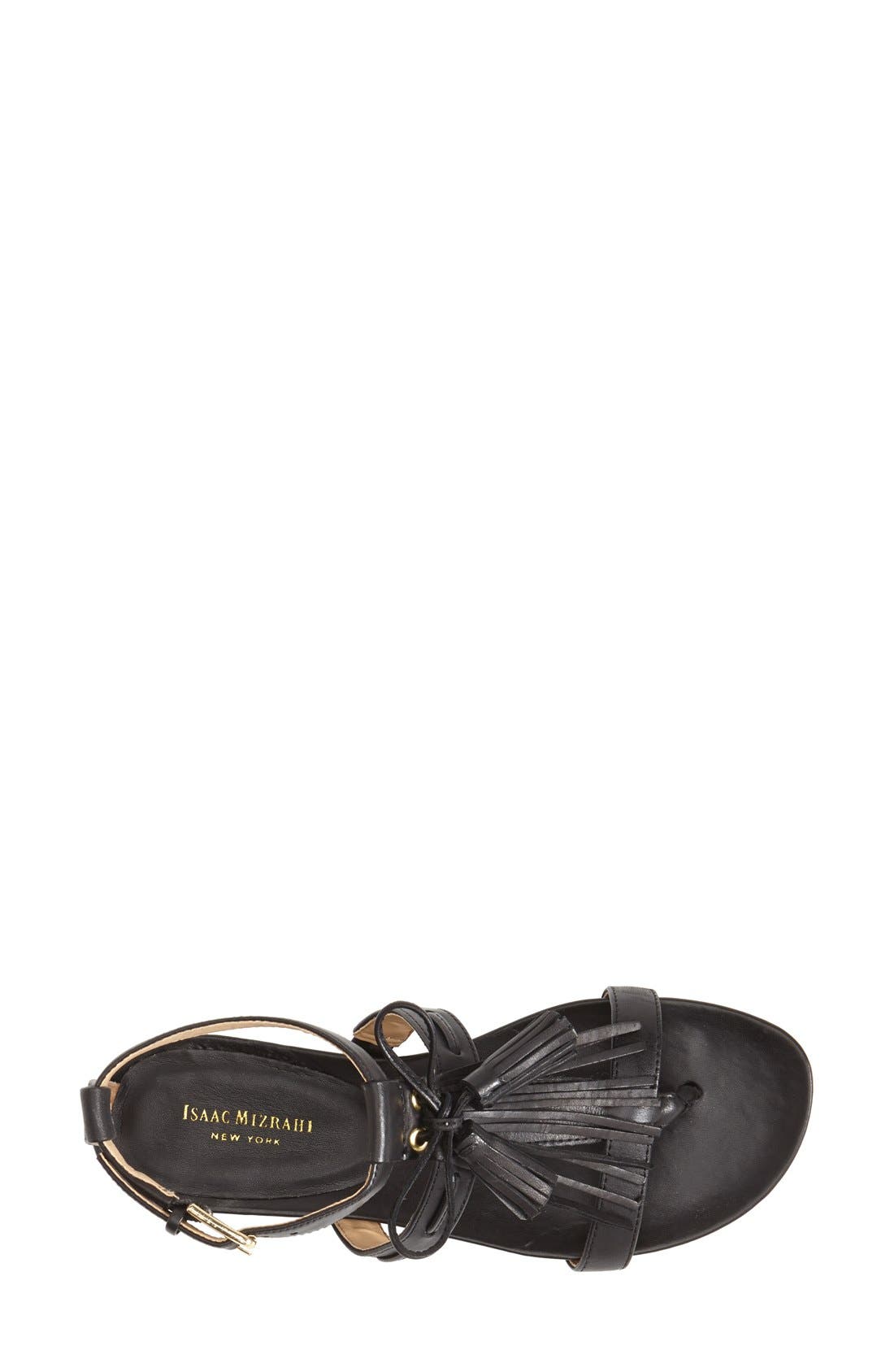 'Primp' Leather Fringe Sandal, Alternate, color, BLACK LEATHER