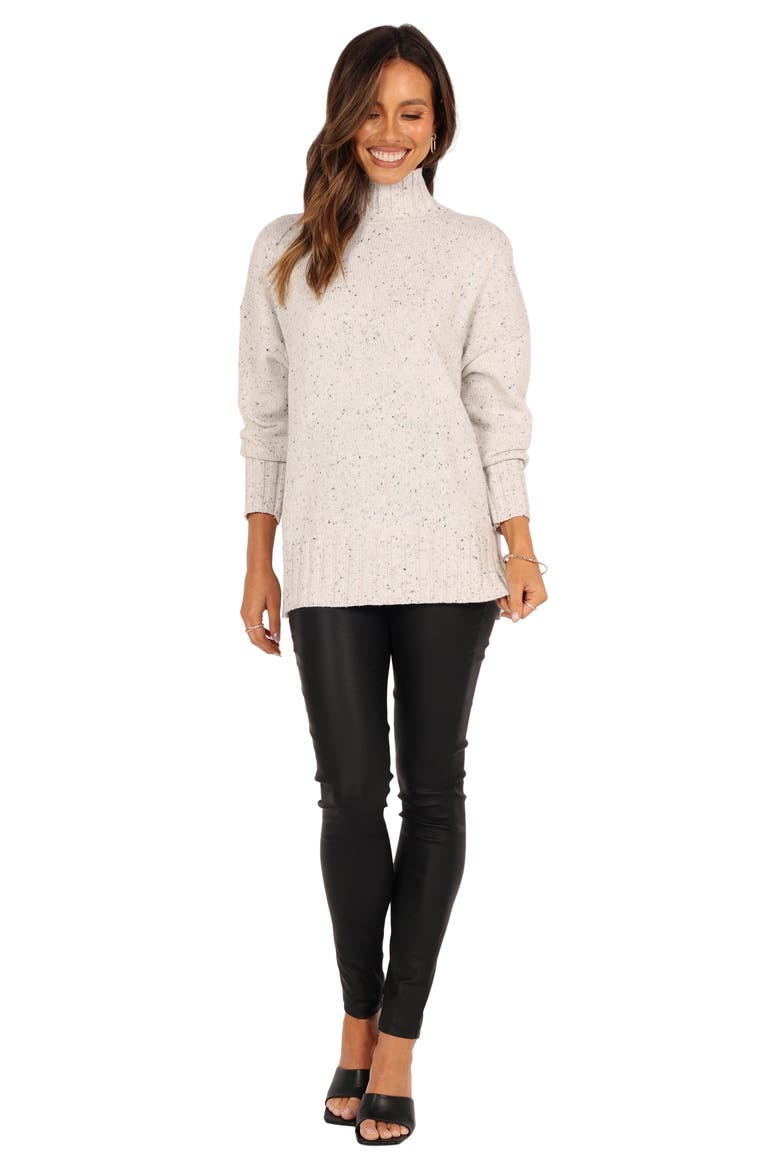 Conny Tweed Wool Blend Mock Neck Sweater, Alternate, color, WHITE