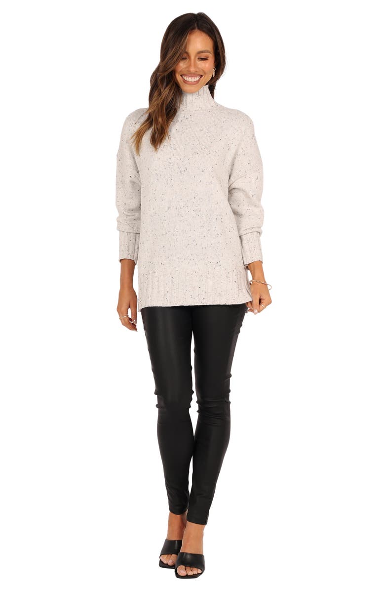 Petal & Pup Conny Tweed Wool Blend Mock Neck Sweater, Alternate, color, White