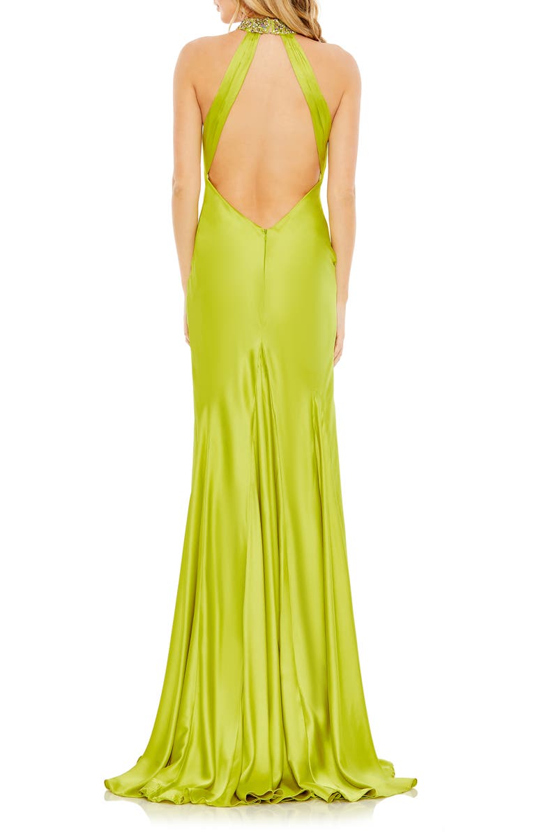 Mac Duggal Beaded Halter Neck Satin Trumpet Gown, Alternate, color,