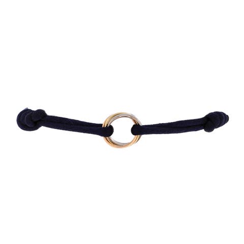 Trinity On Cord Bracelet Silk Cord with 18K Tricolor Gold