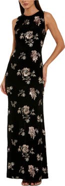 Mac Duggal Embellished Velvet High Neck Sleeveless Gown