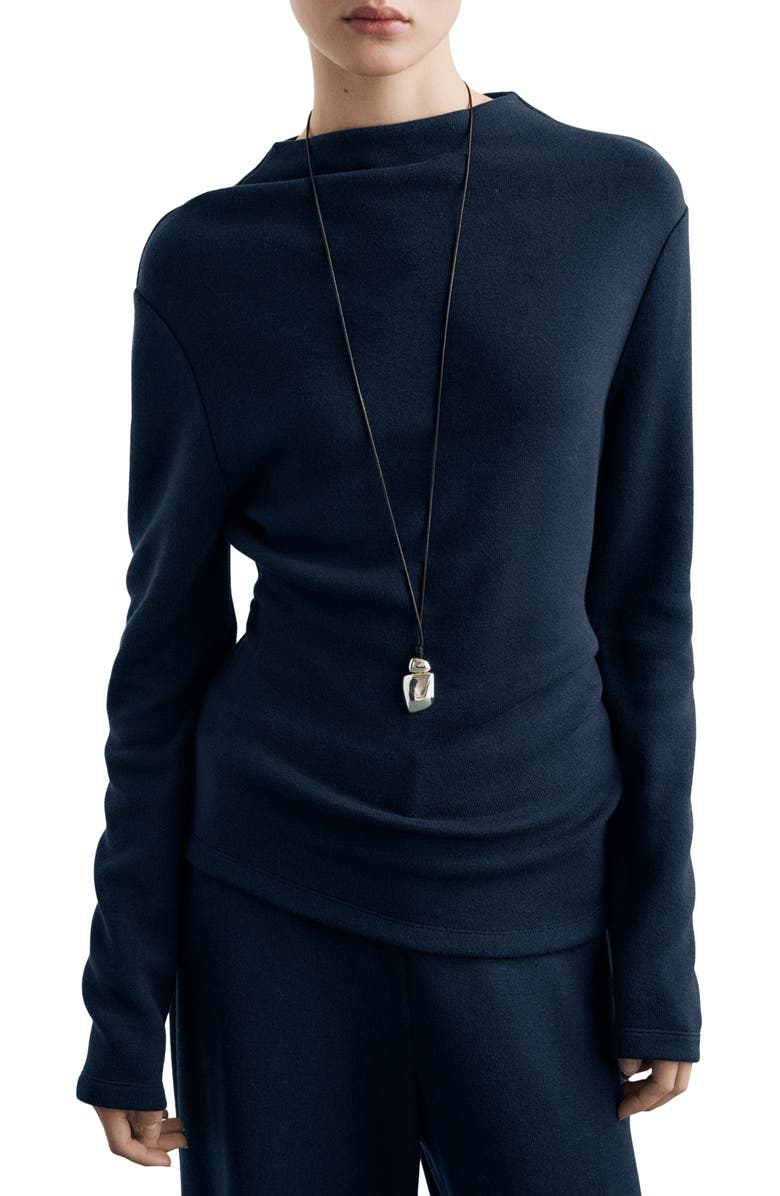 MANGO Funnel Neck Sweatshirt, Main, color, Navy