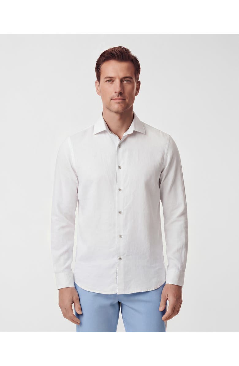 Lords of Harlech Linen Long Sleeve Shirt, Main, color, White