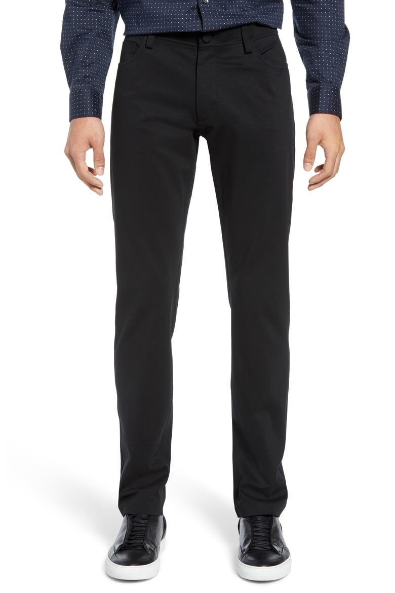 Tech Raffi Compact Trim Fit Ponte Pants, Main, color, BLACK