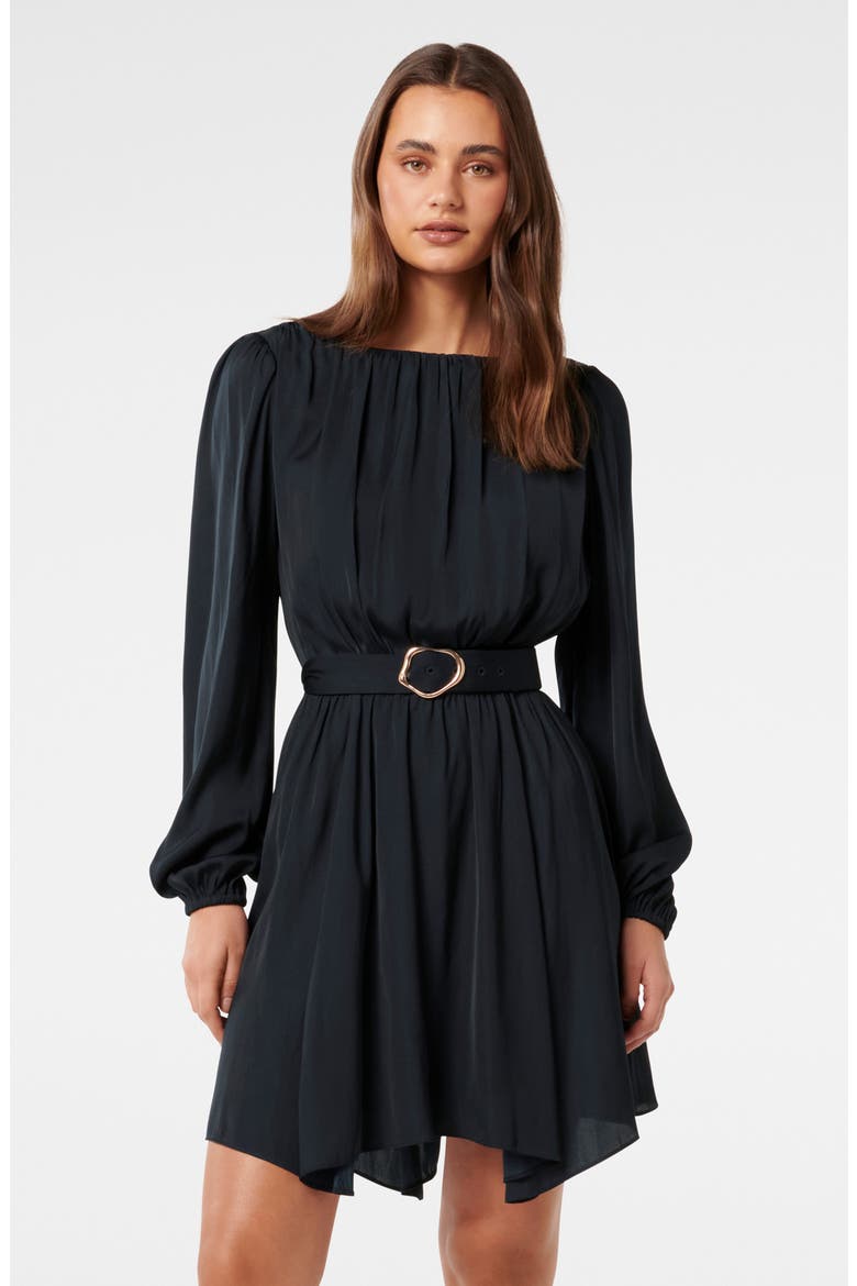 Florentine Long Sleeve Minidress, Alternate, color, NAVY