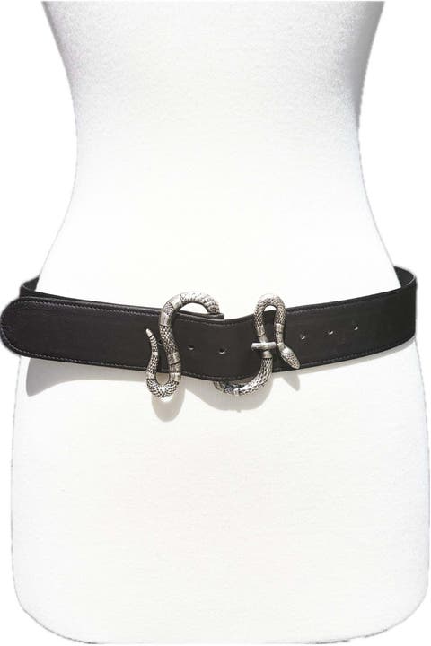Thin Snake Buckle Leather Belt
