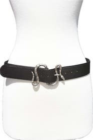 Raina Belts Thin Snake Buckle Leather Belt
