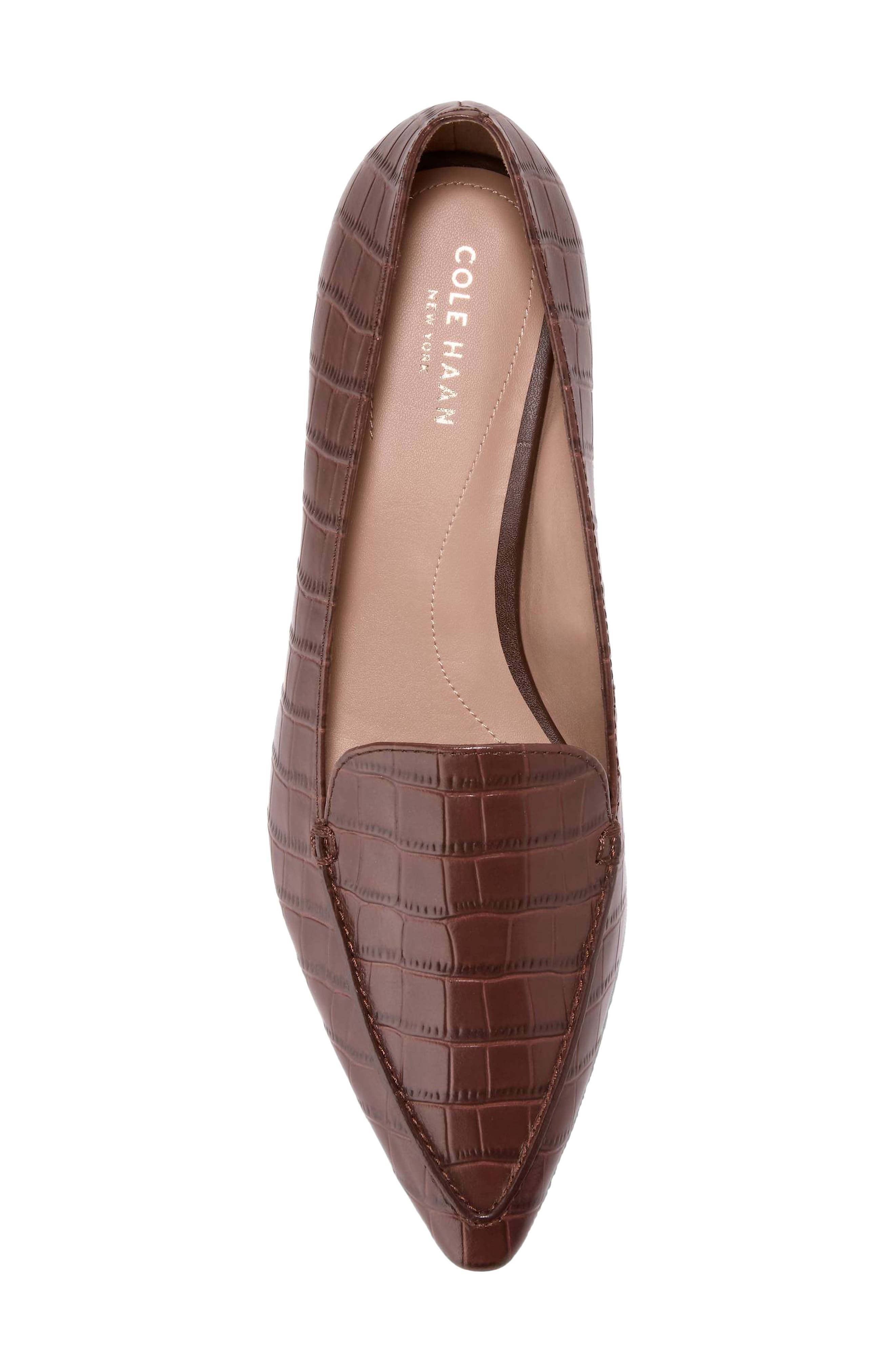 Beatrice Croc Embossed Leather Loafer, Alternate, color, DARK SADDLE CROC PRINT LEATHER
