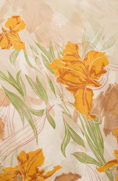 La Fiorentina Floral Print Silk Scarf In Brown