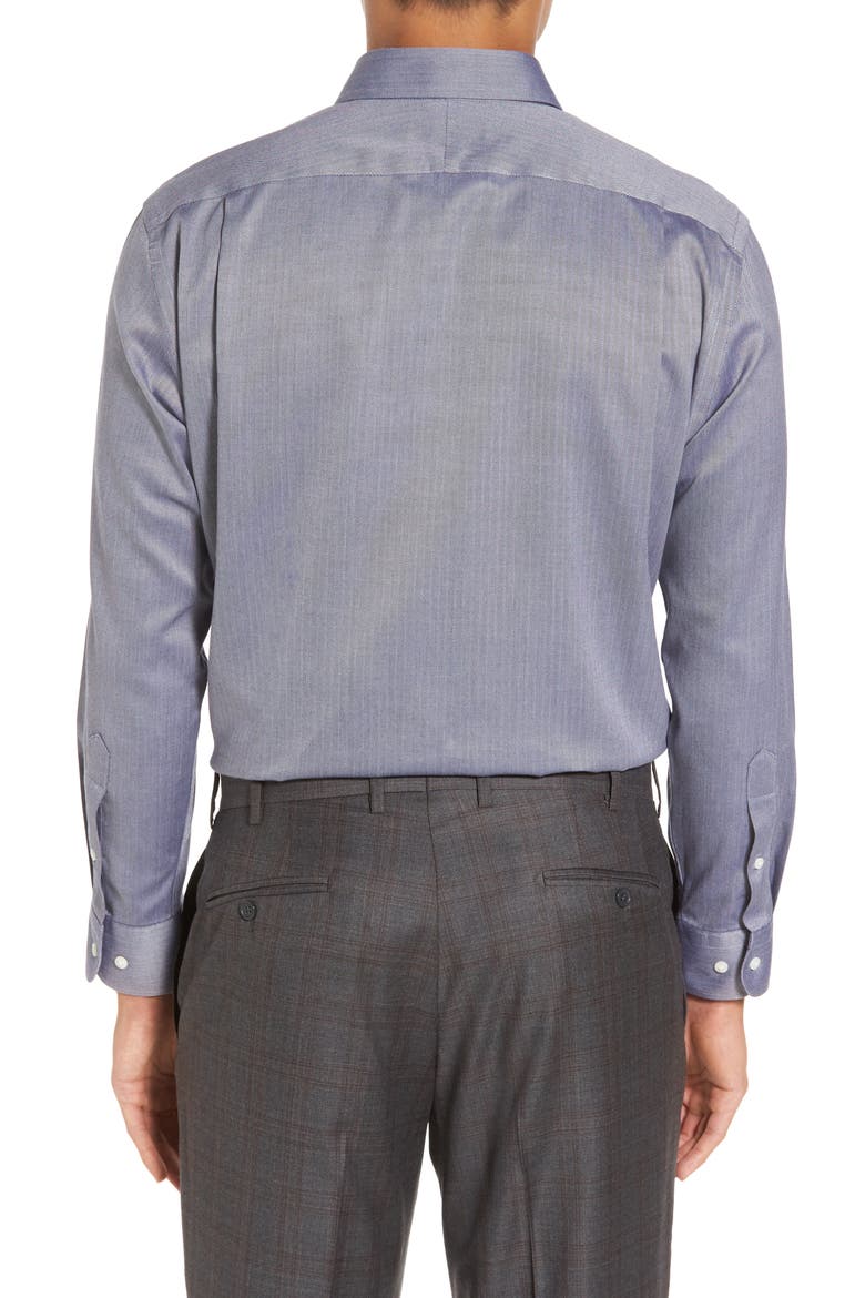 Mens Shop Smartcare™ Trim Fit Herringbone Dress Shirt, Alternate, color, NAVY PATRIOT