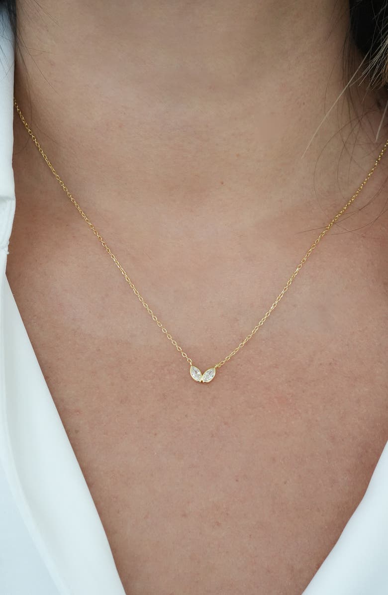 Argento Vivo Sterling Silver Cubic Zirconia Double Bezel Pendant Necklace, Alternate, color, Gold