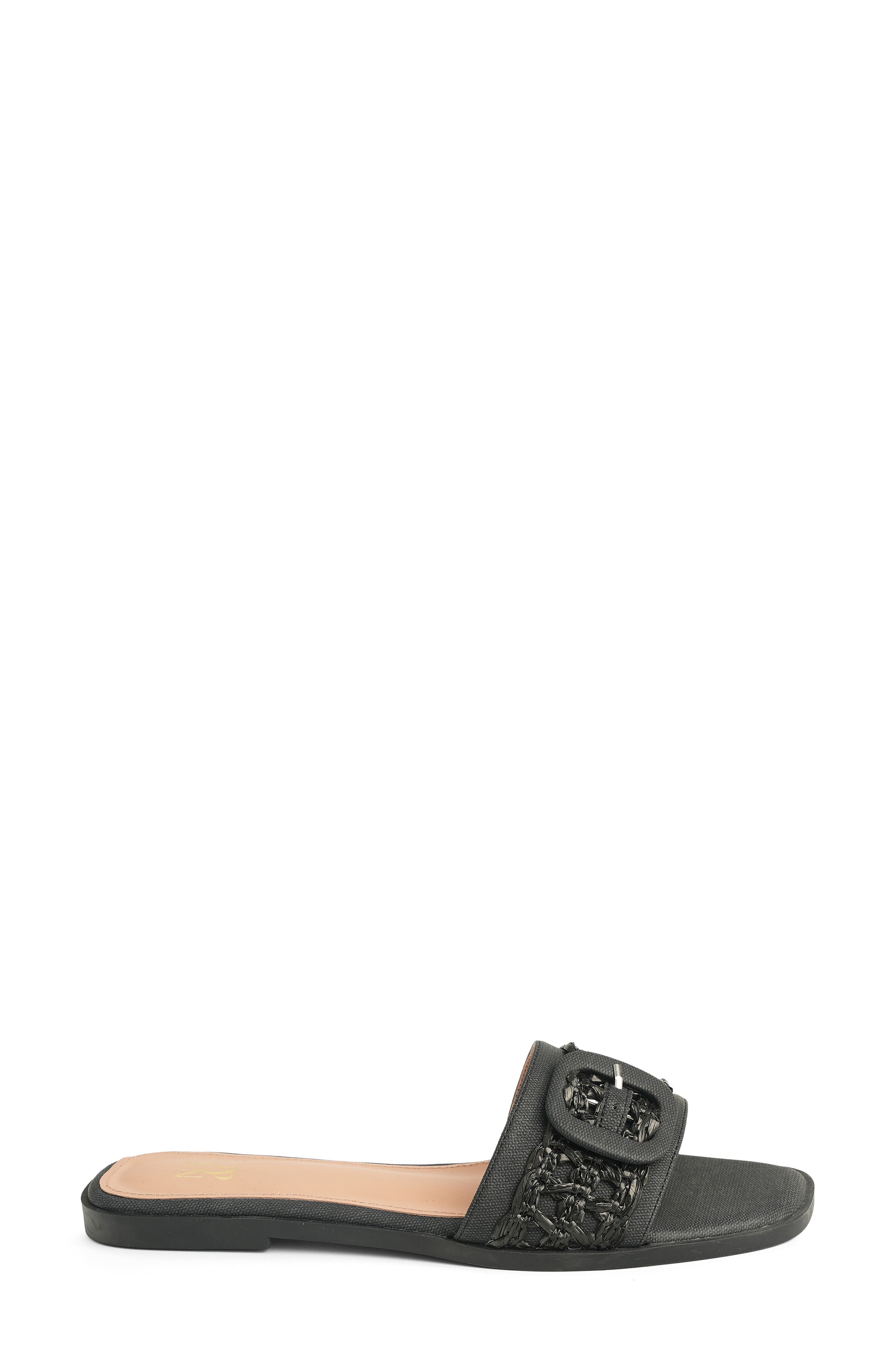 NEW YORK AND COMPANY Amber Woven Buckle Slide Sandal, Alternate, color, Black