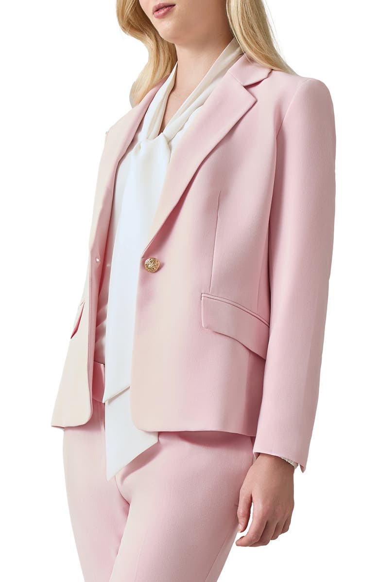 KASPER Stretch Crepe One-Button Blazer, Alternate, color, Tutu Pink
