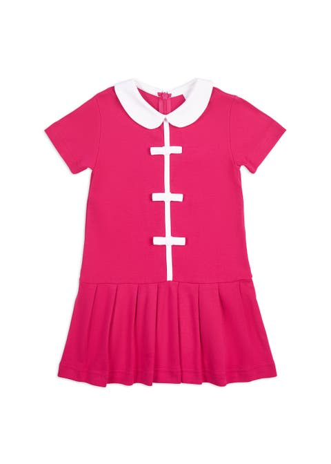 Knit Dress With Pleated Skirt And Bows