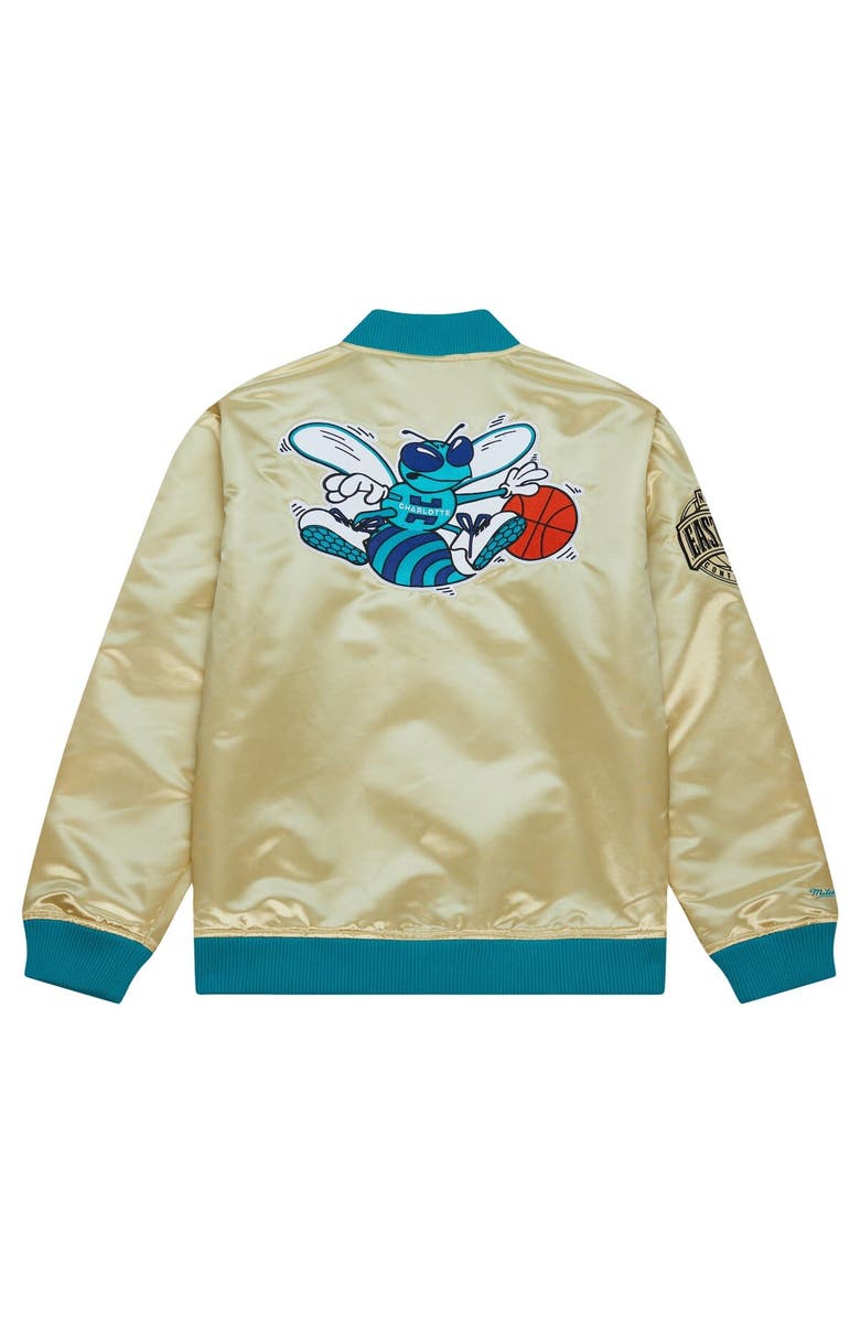 Mitchell & Ness Men's Mitchell & Ness Gold Charlotte Hornets Team OG 2.0 Vintage Logo Satin Full-Zip Jacket, Alternate, color, 