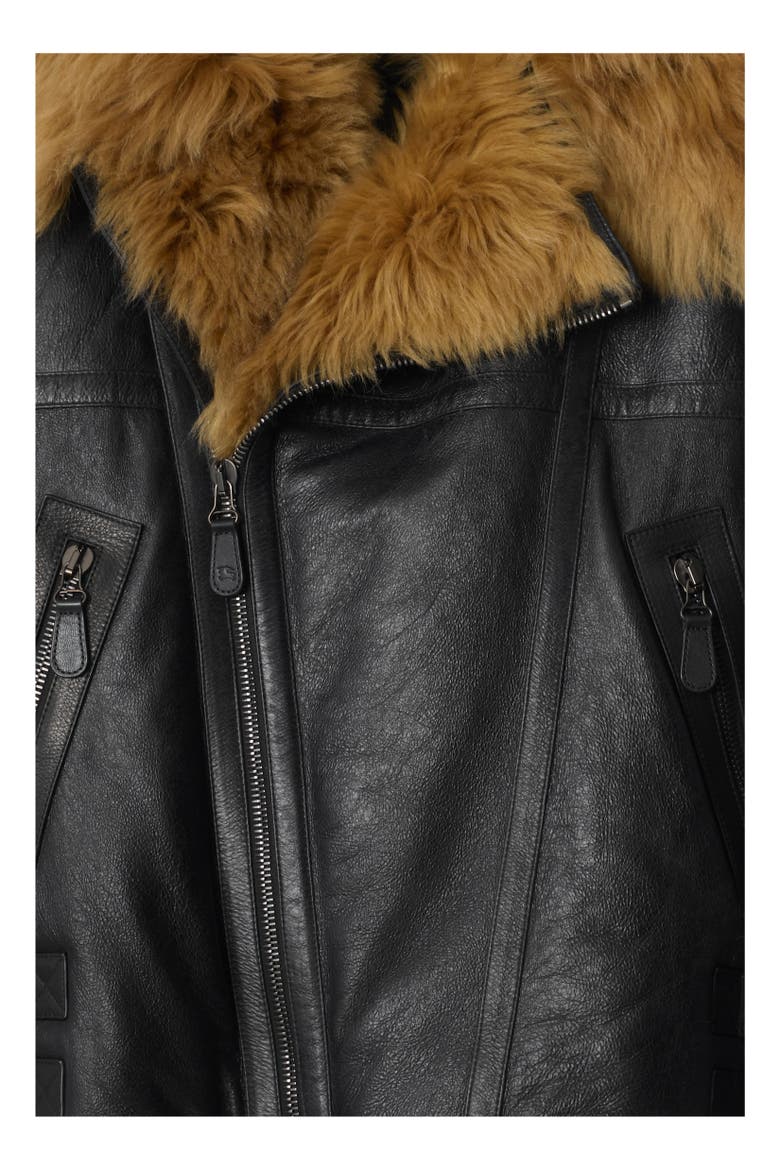 Cropped Shearling Aviator Jacket, Alternate, color, Black