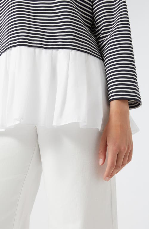 Marina Rinaldi Liuti Stripe Poplin Hem Sweatshirt In Navy