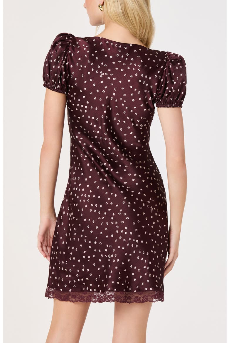 Kelsea Floral Satin Minidress, Alternate, color, BURGUNDY FLORAL