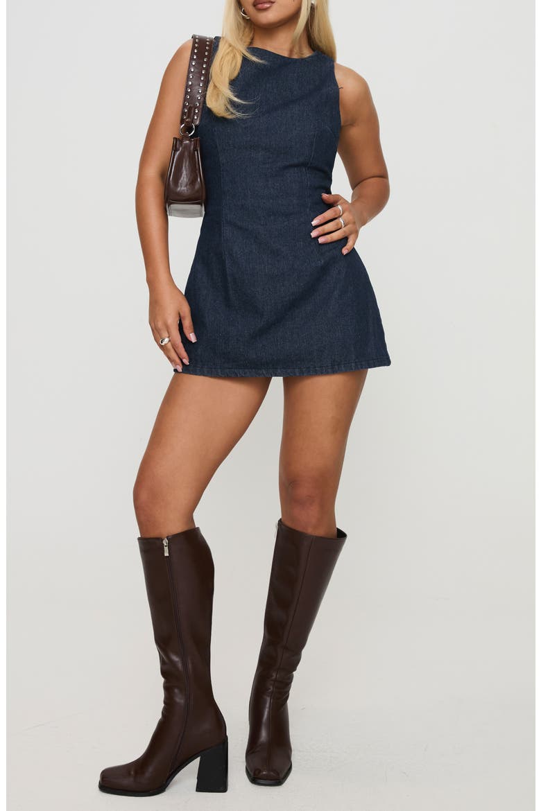 Ainsleigh Denim Skort Romper, Main, color, MID WASH