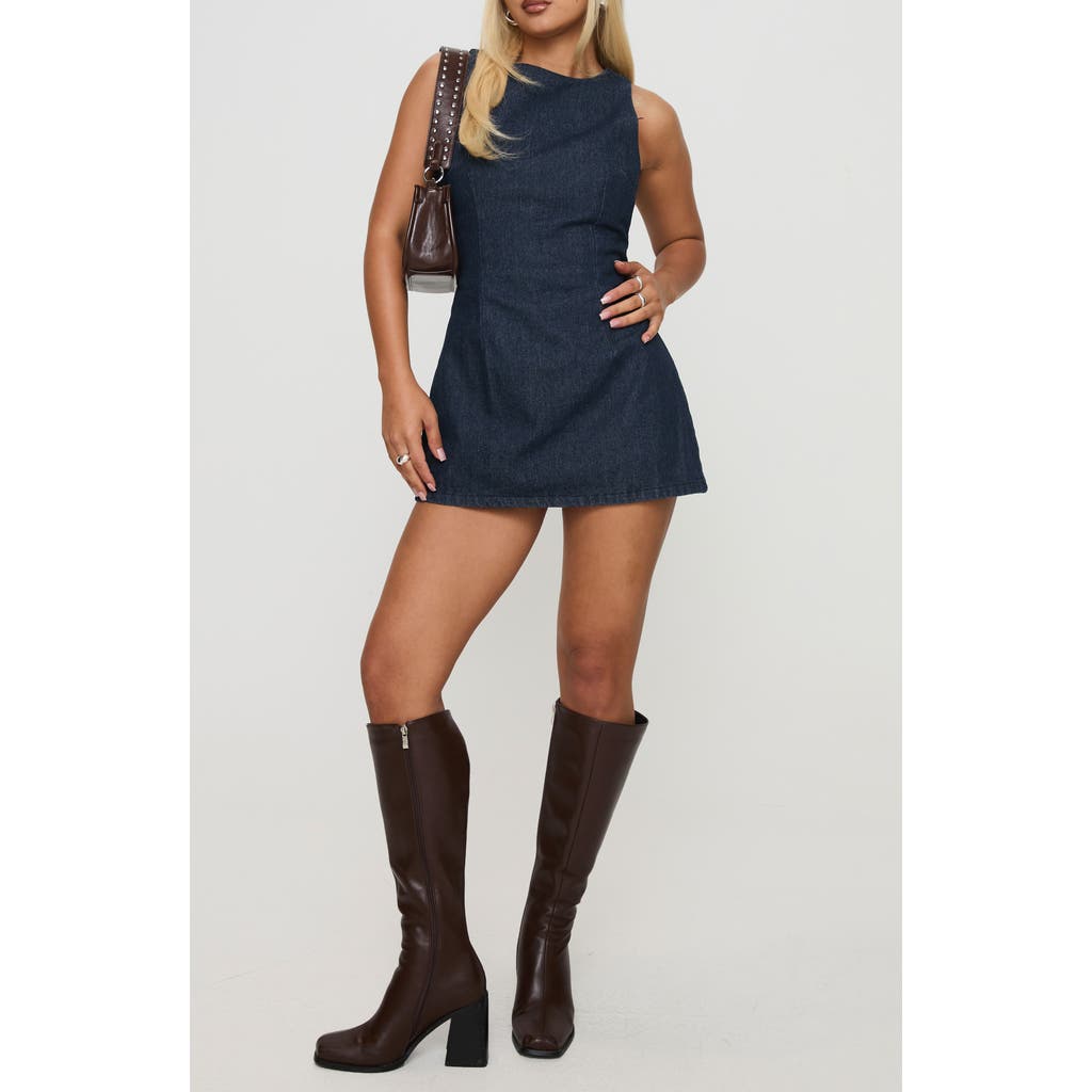 Princess Polly Ainsleigh Denim Skort Romper In Blue