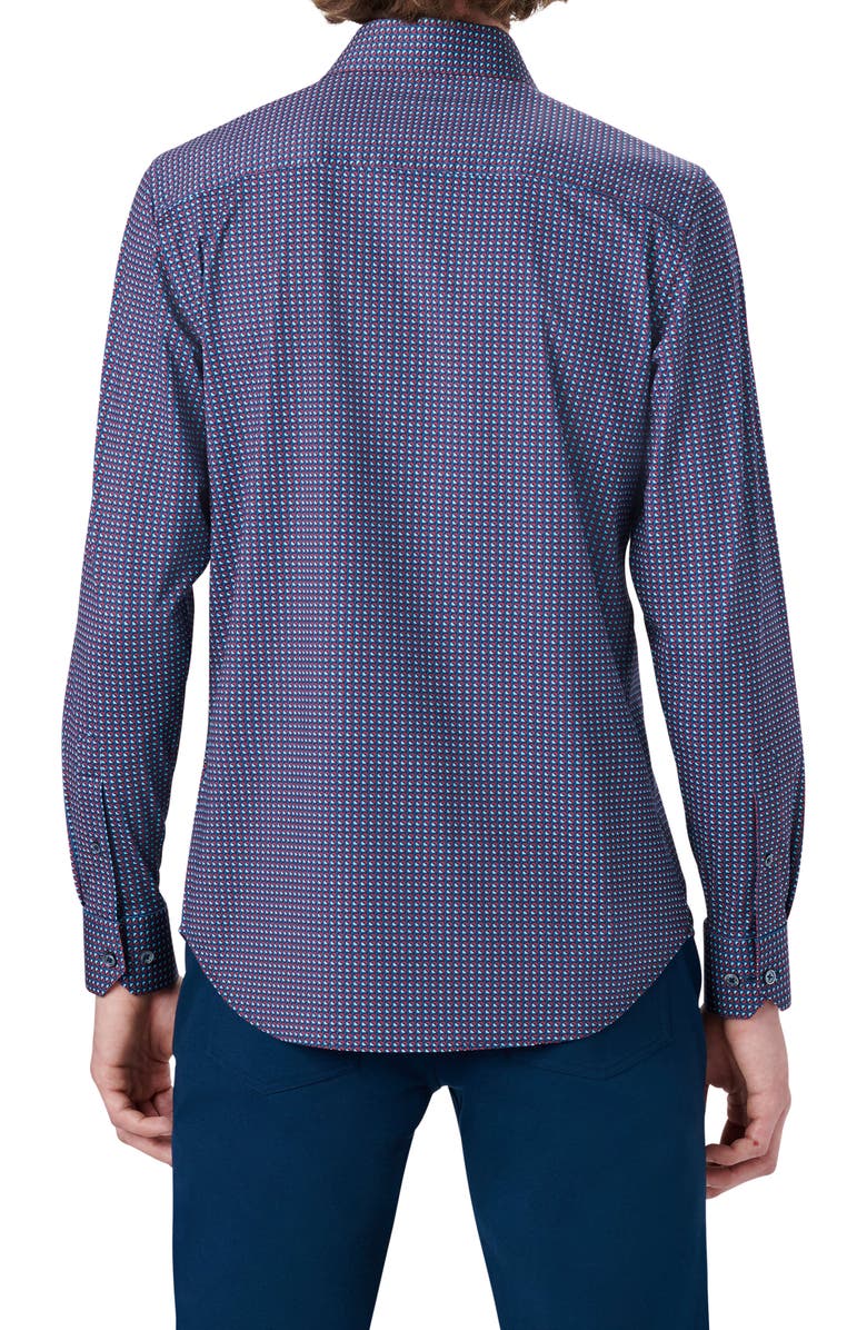 Bugatchi OoohCotton<sup>®</sup> Geometric Print Stretch Cotton Button-Up Shirt, Alternate, color, 