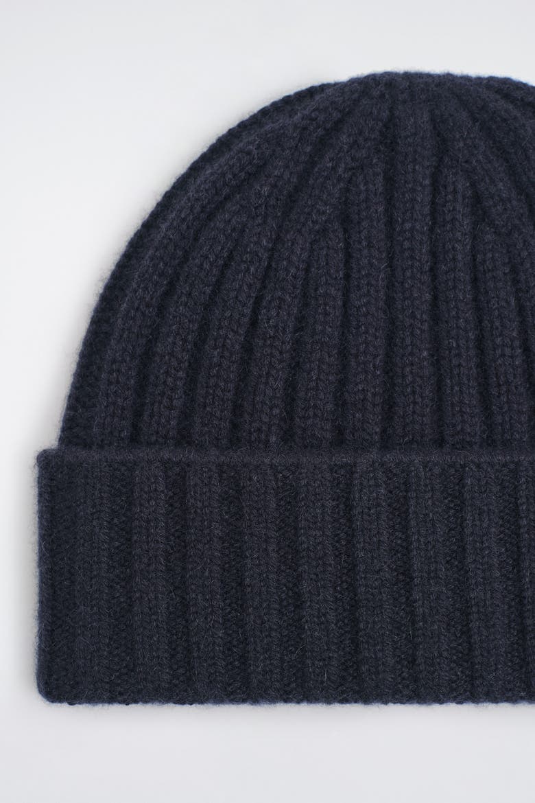 Chunky Ribbed Cashmere Beanie, Alternate, color, NAVY