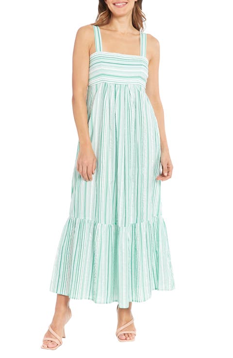 Striped Empire Waist Cotton Maxi Dress