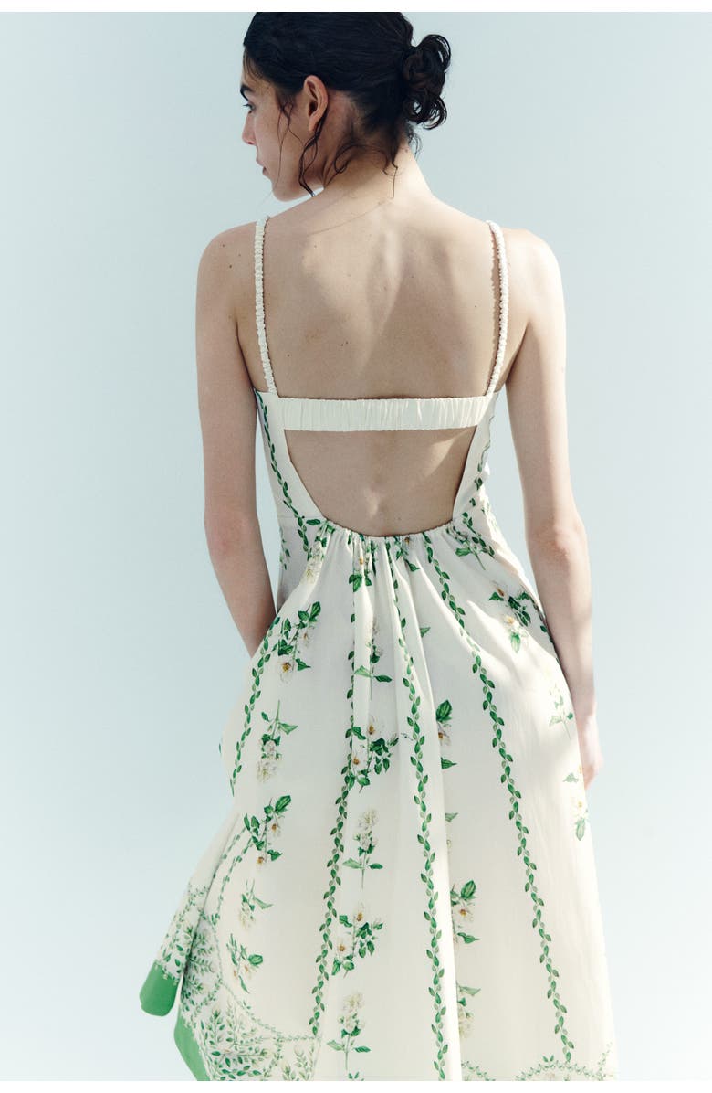 H&M Cotton dress with flared skirt, Alternate, color, Ivory/Floral