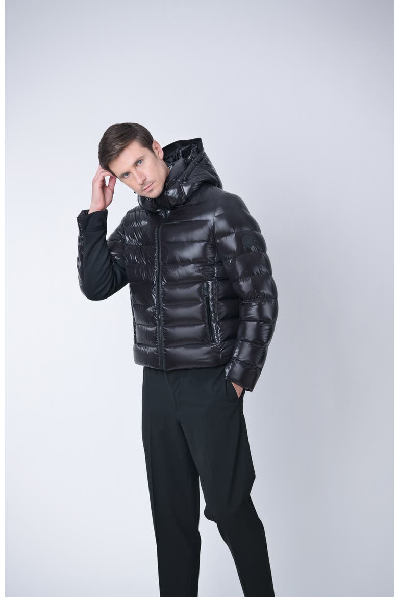 Scutar Windproof & Water Repellent Recycled Down Puffer Jacket, Alternate, color, BLACK