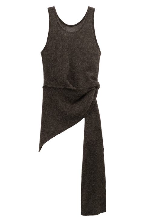 Asymmetric Semisheer Alpaca Tank Top