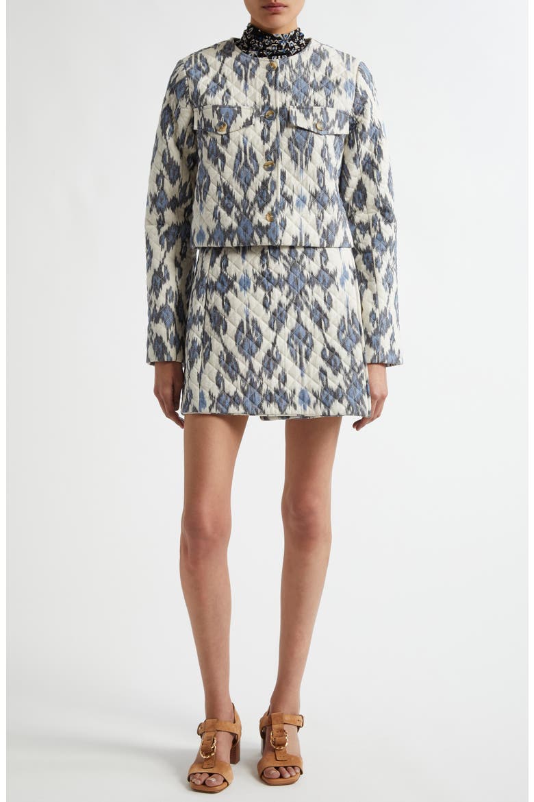 Zina Quilted Wrap Miniskirt, Alternate, color, CELESTE
