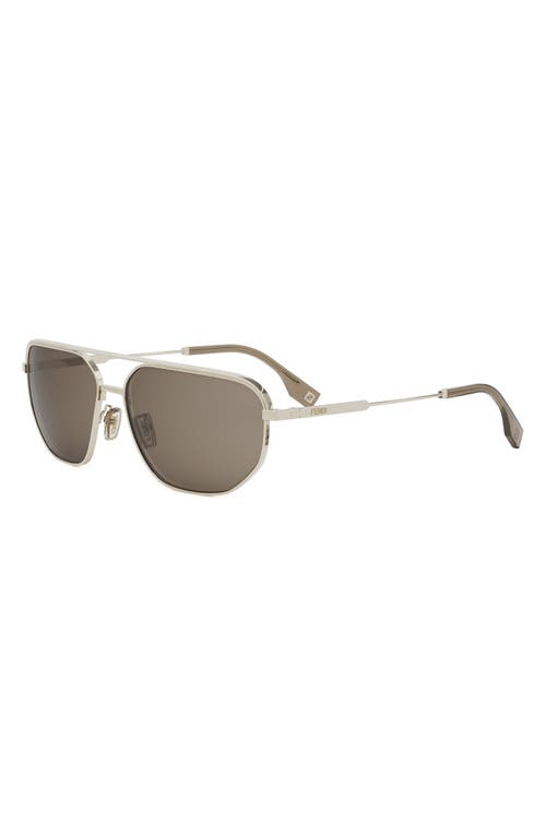 Fendi Travel 61mm Rectangular Sunglasses In Gold/brown