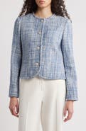 Theory Cotton Tweed Collarless Jacket