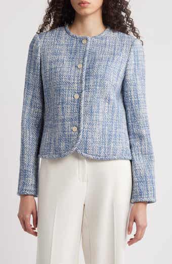 Theory Cotton Tweed Collarless Jacket