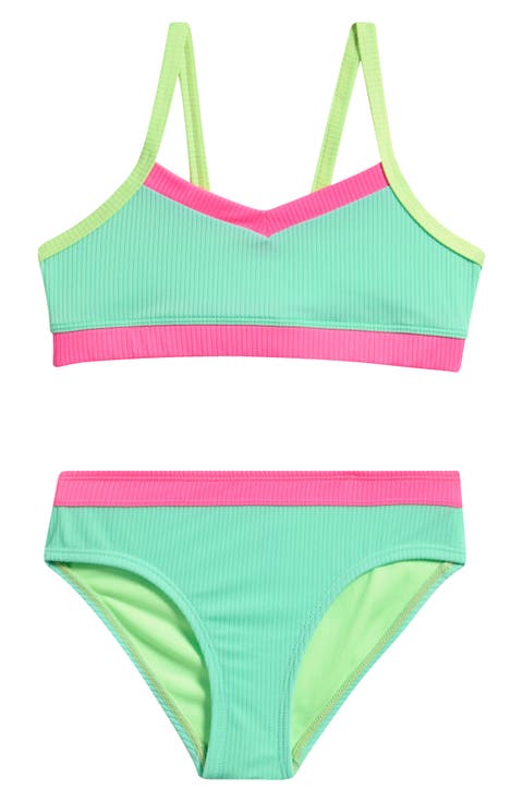 Kids' Colorblock Two-Piece Bikini Swimsuit (Big Kid)