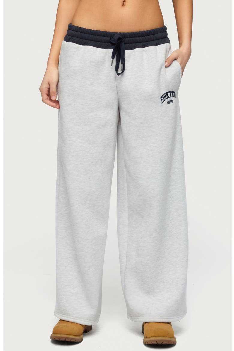 Contrast Waist Logo Wide Leg Sweatpants, Main, color, GRAY-MELANGE