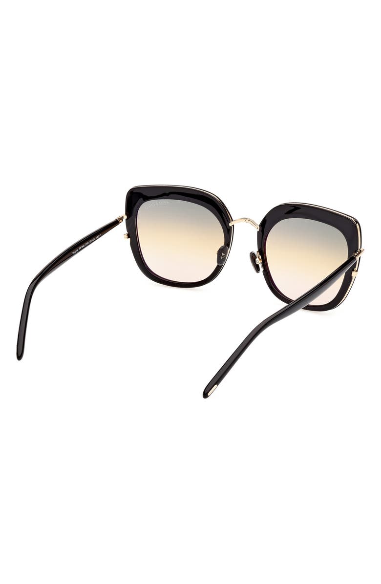 TOM FORD Virginia 55mm Gradient Square Sunglasses, Alternate, color, Shiny Black / Gradient Smoke