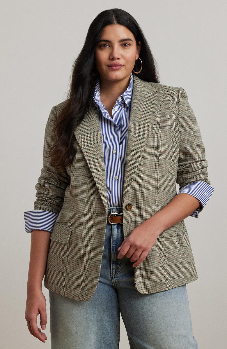 Lauren Ralph Lauren Glen Plaid Cotton Blend Twill Blazer, Alternate, color, 