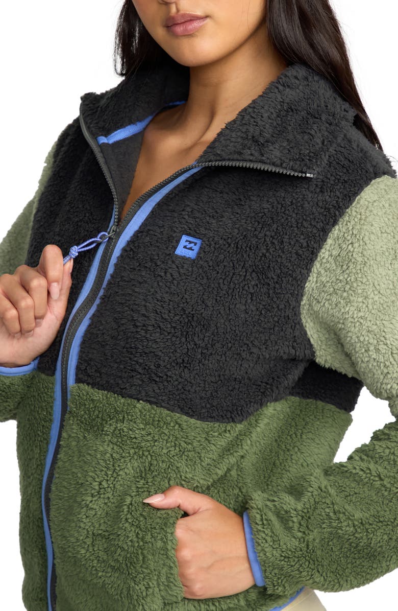 Billabong Switchback Zip High Pile Fleece Jacket, Alternate, color, Hunter