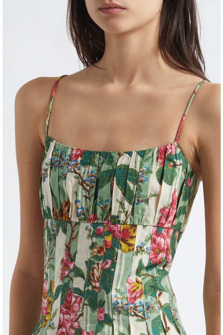 Tully Floral Pleated Cotton Midi Sundress, Alternate, color, GARDEN STRIPE