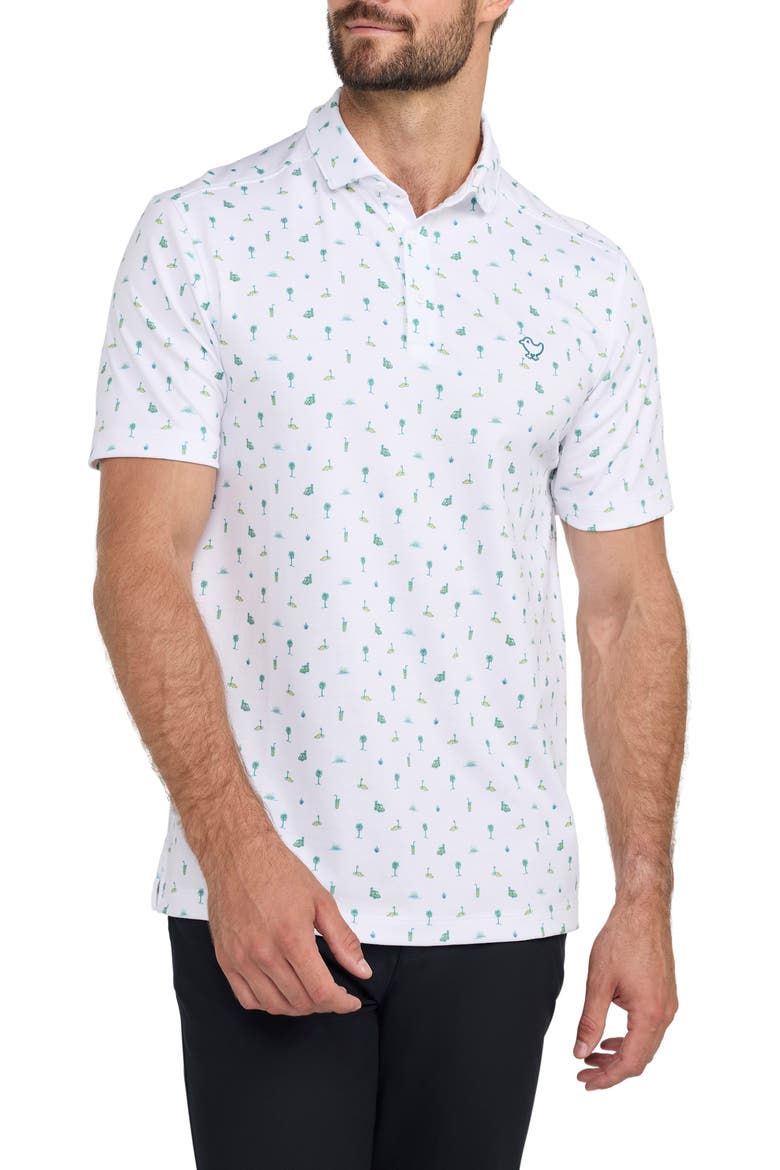 Golf Print Piqué Performance Golf Polo, Alternate, color, 100 PALMS - WARM OLIVE