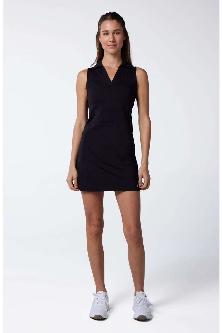 Women's Cross-Sport Sleeveless Polo Dress, Alternate, color, Black