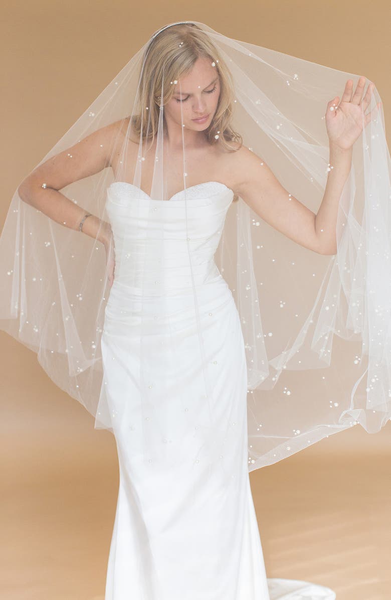 Brides & Hairpins Ilaria Imitation Pearl Fingertip Veil, Alternate, color, Ivory