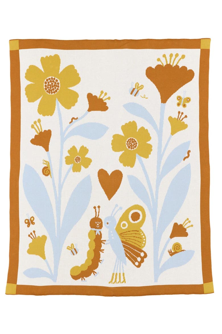 Bugs In Love Knit Throw Blanket, Main, color, Chrysalis