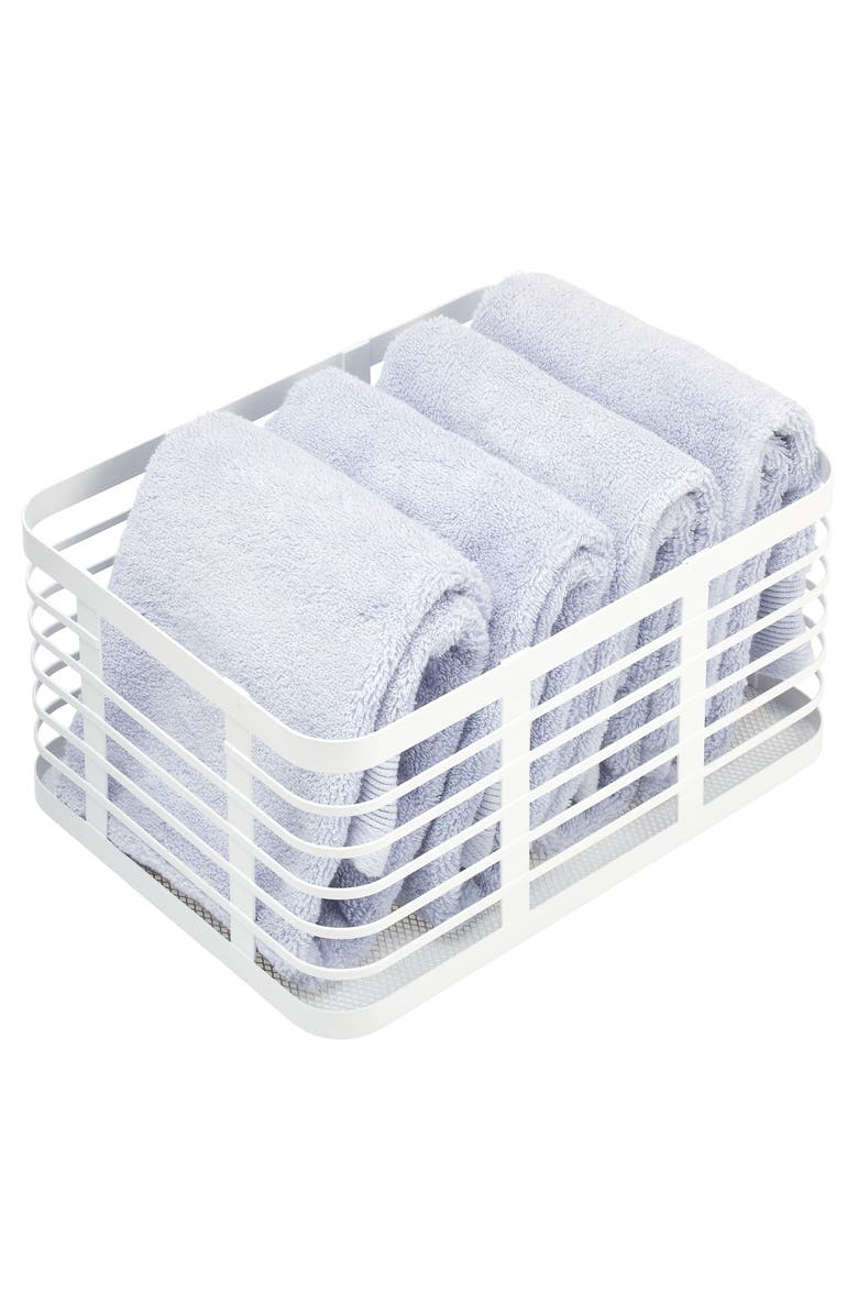 mDesign Metal Pantry Basket with Handles - Set of 4 - Matte White, Alternate, color, Matte White