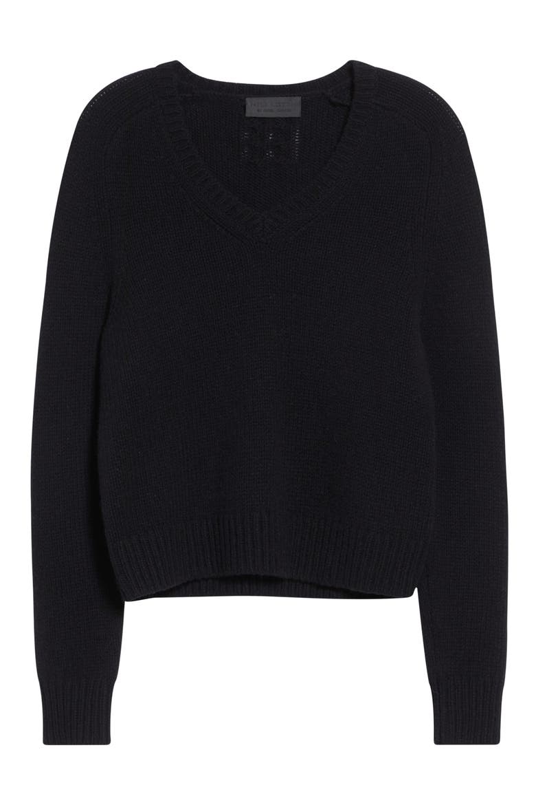 Vicki V-Neck Cashmere & Virgin Wool Sweater, Alternate, color, BLACK