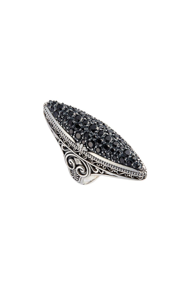 Circle Black Spinel Ring, Main, color, SILVER