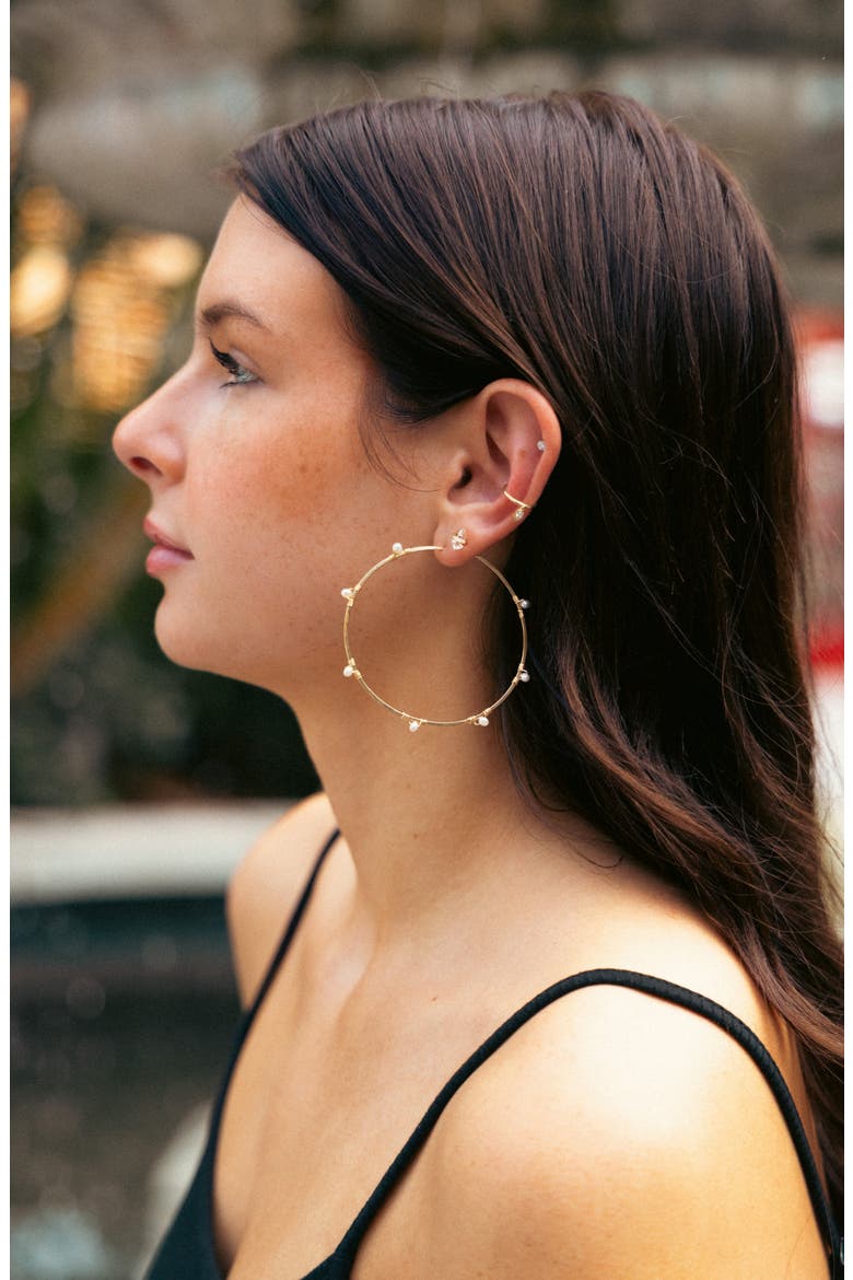 Selia Hoops, Alternate, color, 14K Gold Filled / Pearl